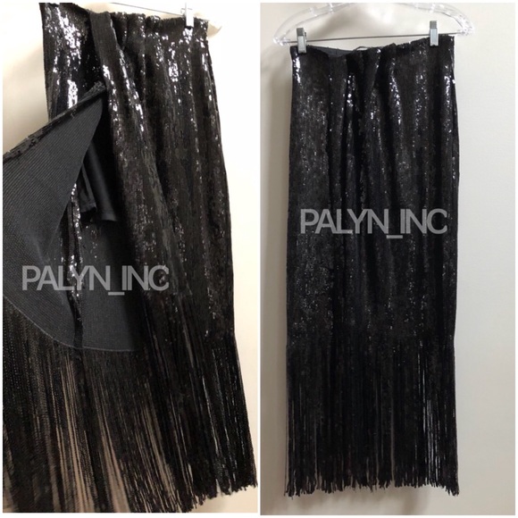 ❤️NWT ZARA SEQUIN SKIRT FRINGED ELASTIC WAIST - Picture 6 of 8
